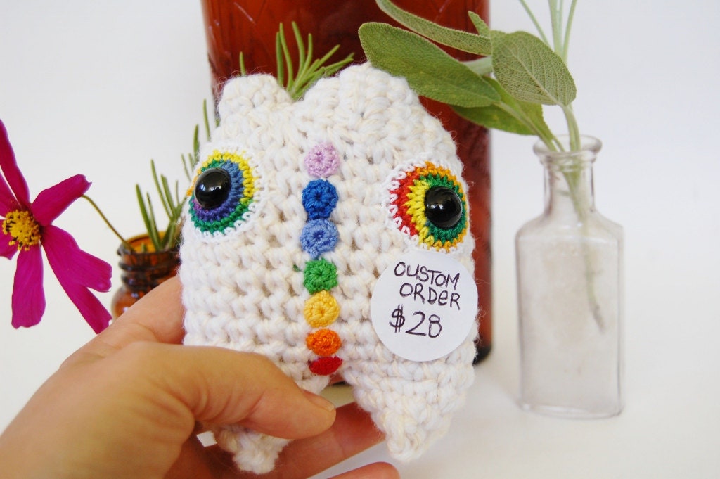 Chakra Zen Mini Monster OOAK Crochet Amigurumi Holiday Gift Plush - Made To Order - knotbygranma
