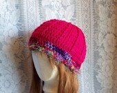 LOVE Beanie and Scarf set.  Rainbow Fun Fur Trim.  Women.