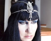 Cleo Rhinestone and Chain Head Piece Headdress Tiara ready to ship
