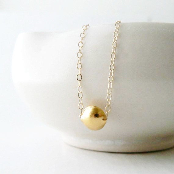 gold bead necklace - small gold circle vermeil dot necklace - small gold seed necklace by windowsill