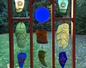 Suncatcher, Sun Catcher, Stained Glass, Sea Glass, Beach Glass, Copper, Framed, Hanging