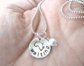 waiting - Custom Hand Stamped Sterling Silver AFRICA ADOPTION Necklace with vintage pearl or swarovski crystal