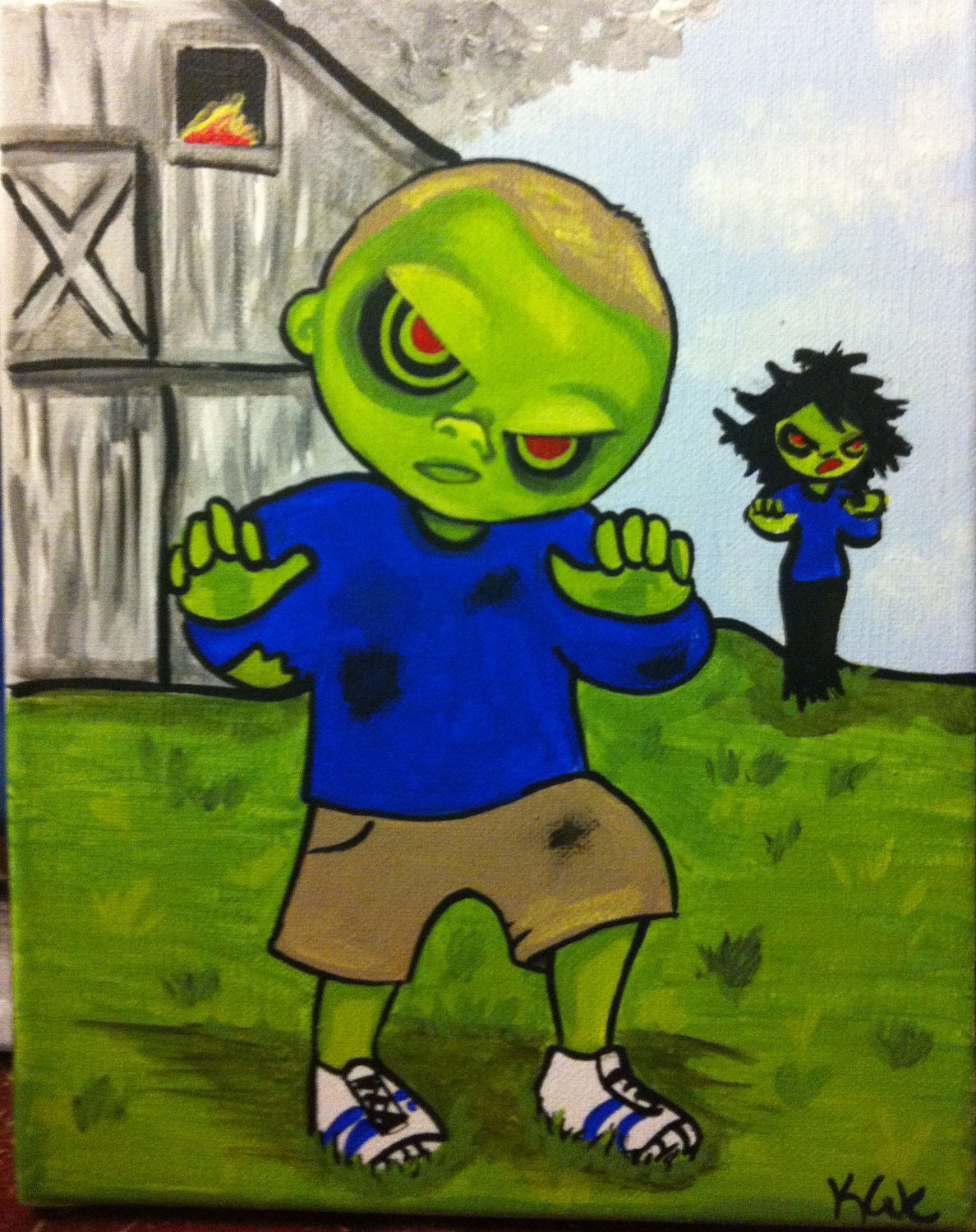 8x10 inch Custom Zombie painting - Made to Order