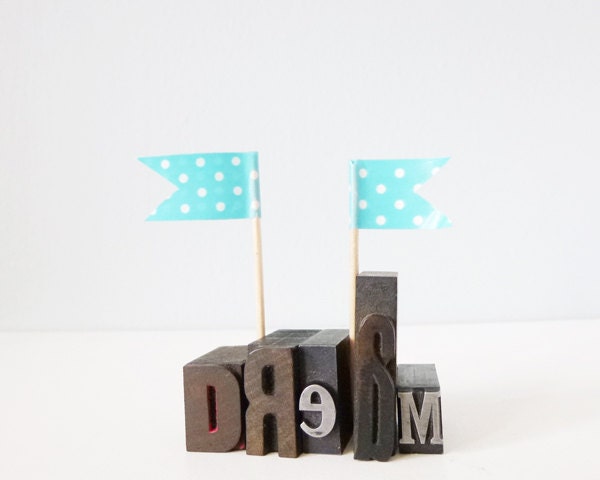 DREAM romantic inspirational letterpress type wood metal blocks