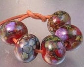 Sweet Romance 5 Lampwork Spacer Handmade Glass Beads Romance Blend on Red sra