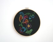 Hand Embroidery Hoop - Fluorescent Flower