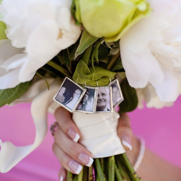 Custom WEDDING CHARM photo memory soldered glass personalized charms reversible with your 2 pictures or images toss bouquet