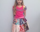 Upcycled Personalised Handmade Girls T-shirt Upcycled Clothing Size 12 m up to 12 years