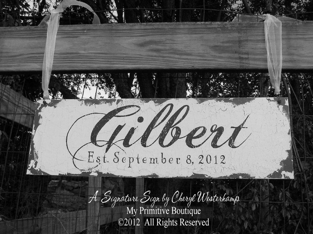 Vintage FAMILY NAME SIGN, Shabby Chic Wedding Sign, Vintage Wedding Sign, Romantic Weddings, Established Sign