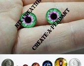Glass Eyes - 10mm - Green / Pink Human Doll Taxidermy Eyes Handmade Glass Cabochons for Steampunk Jewelry and Pendant Making
