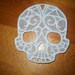 Freestanding Lace Skull Scroll Ornament Gift Tag Embroidery