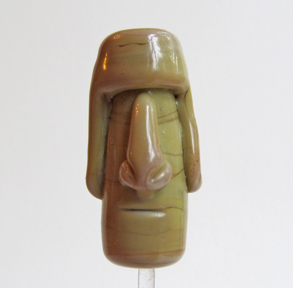 Easter Island Head Glass Sculpture Medium Focal Bead