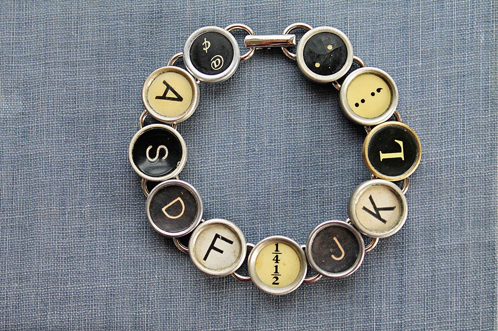 TYPEWRITER Key BRACELET Jewerly Made with Typewriter Keys ASDFJKL Home Row