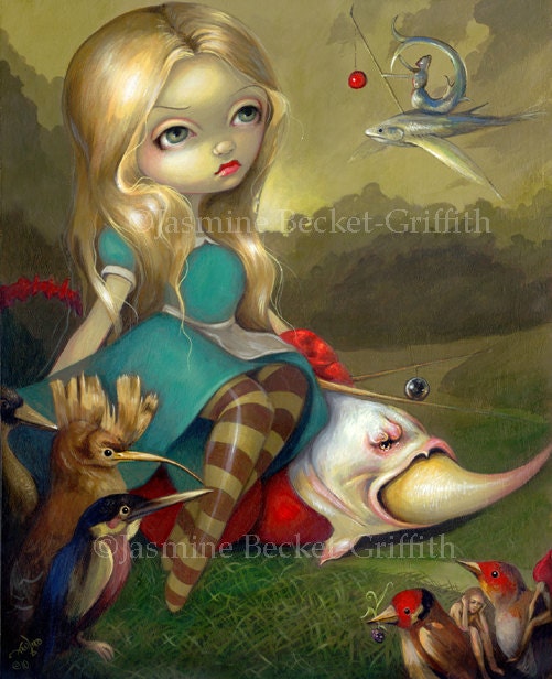 Alice and the Bosch Birds hieronymus wonderland fairy art print by Jasmine Becket-Griffith 8x10