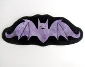 Hand Painted Fabric Patch -Purple Splatter Bat-