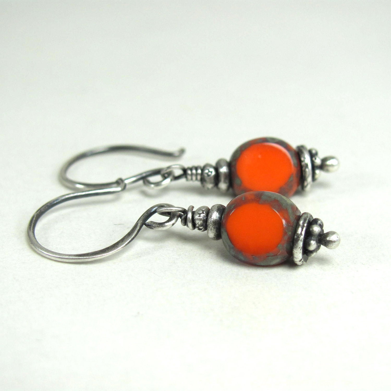 Sunset, Czech Glass, Hill Tribe, Sterling Silver Earrings