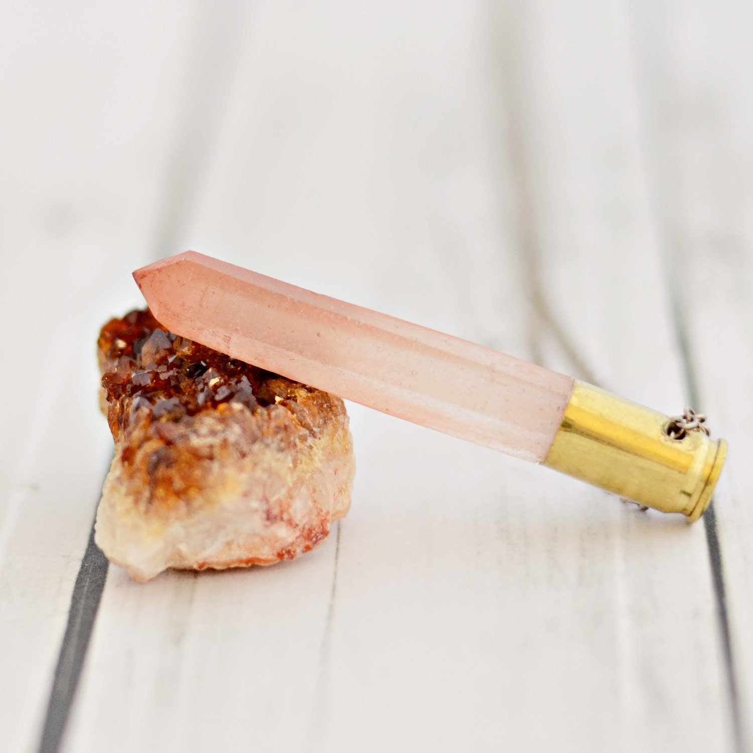 Transparent Pink Faux Quartz Wand Necklace