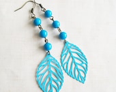 Leaf Dangle Earrings - Maya Blue - Gifts Under 15.00 - pulpsushi