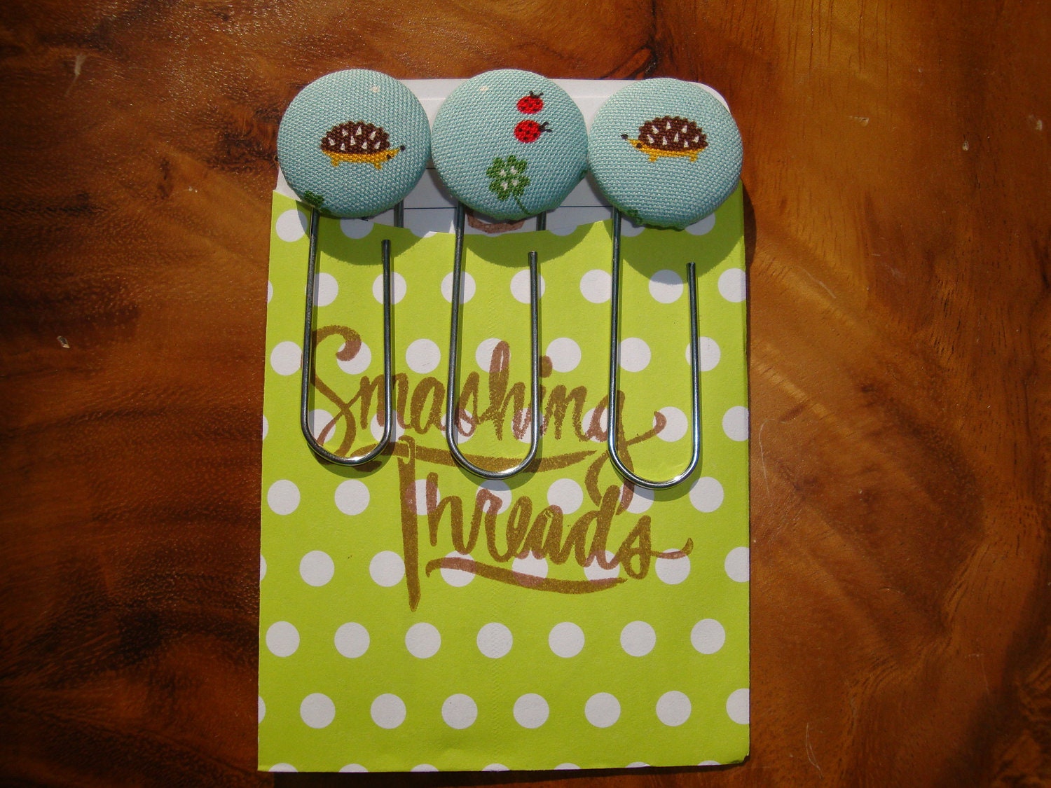 Jumbo Hedgehog Ladybug and Shamrock Bookmark Set