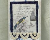 Fabric covered notebook or journal with removable and reusable cover