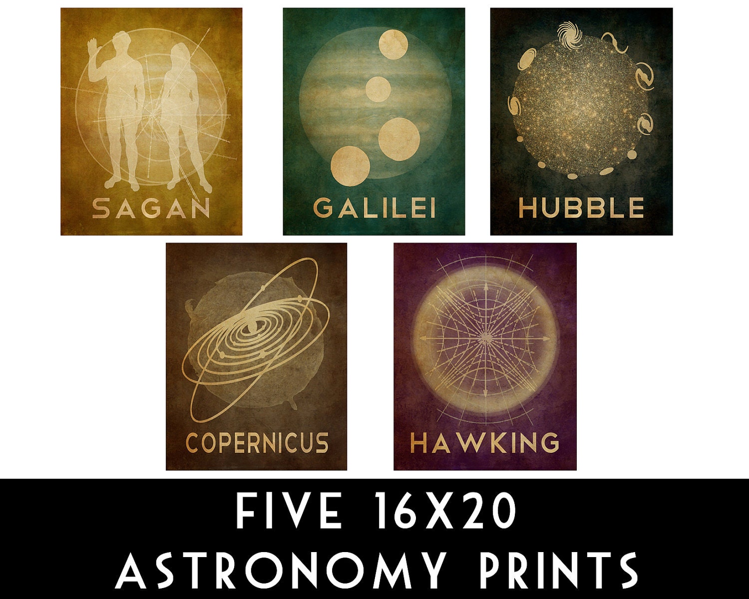 16x20 Astronomy Space Art Cosmic Pioneer Star Moon Planet Orbit Galaxy Constellation Geek Poster Print Carl Sagan Galileo Hubble Hawking