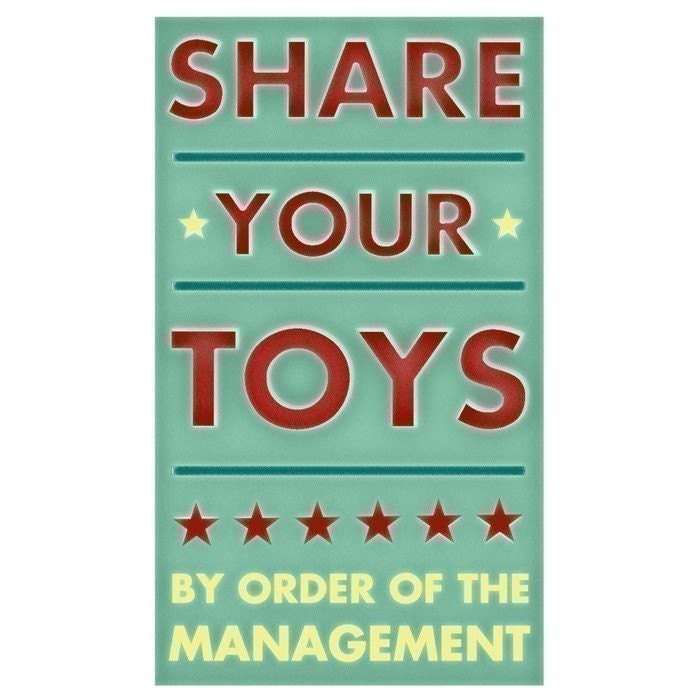 Kids Room Sign - Share Your Toys Print 6 in x 10 in - Kids Room Decor - Kids Artwork - Kids Art Prints - Kids Room Art