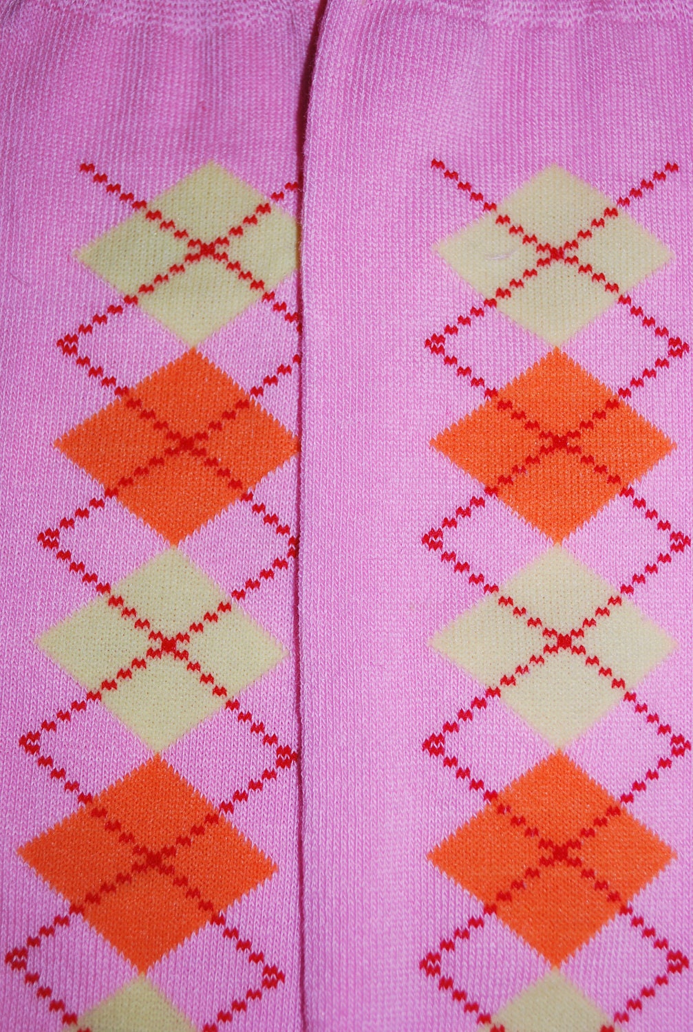 Baby Leg Warmers and Toddler Leg Warmers  - free shipping - pink with orange and cream argyle