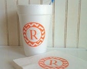 Party Monogrammed Chevron Design Custom Cups - 50 16oz. Styrofoam