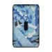 Light switch cover Pieced fabric collage Switch plate Blues nature leaves shades of blue