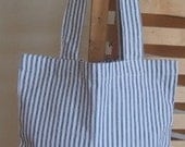 Tote Bag in Ticking Stripe Cotton