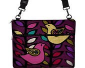 17 inch Laptop Bag for MacBook Pro 17" Case Sleeve Cover Mac Laptop Messenger Bag with Strap  - Cute Bird Violet Teal Yellow