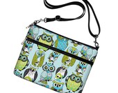 SALE Cute iPad Case, New iPad Cover Fabric, Owl iPad Sleeve w/ pocket, iPad Bag Purse with strap, Ipad 4 3 2 1  blue green (RTS)