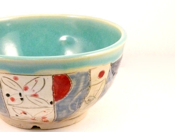 Pottery bowl  S10 Ready to Ship / woodland forest / robin's egg blue bowl for soup salad dessert handmade in Colorado - BlueSkyPotteryCO