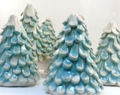 Blue Christmas Handmade Salt and Pepper Set Christmas tree shakers and tray Tabletop Decoration Art Sculpture for the kitchen
