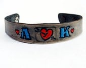 Leather Bracelet Custom Initials Adjustable Tattoo style