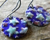 starlight enamel earrings - oxidized silver