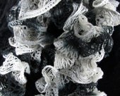 Girl's or Woman's Hand Knit Lace Ruffle Spiral Scarf  Ready to Ship
