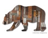 Metal Grizzly Bear, Summer Mixed Media, In the Woods Collection, Made to Order