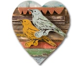 Heart Shaped Lovebirds, Summer Wedding Anniversary Gift, Original Art, Faux Taxidermy, Made to Order