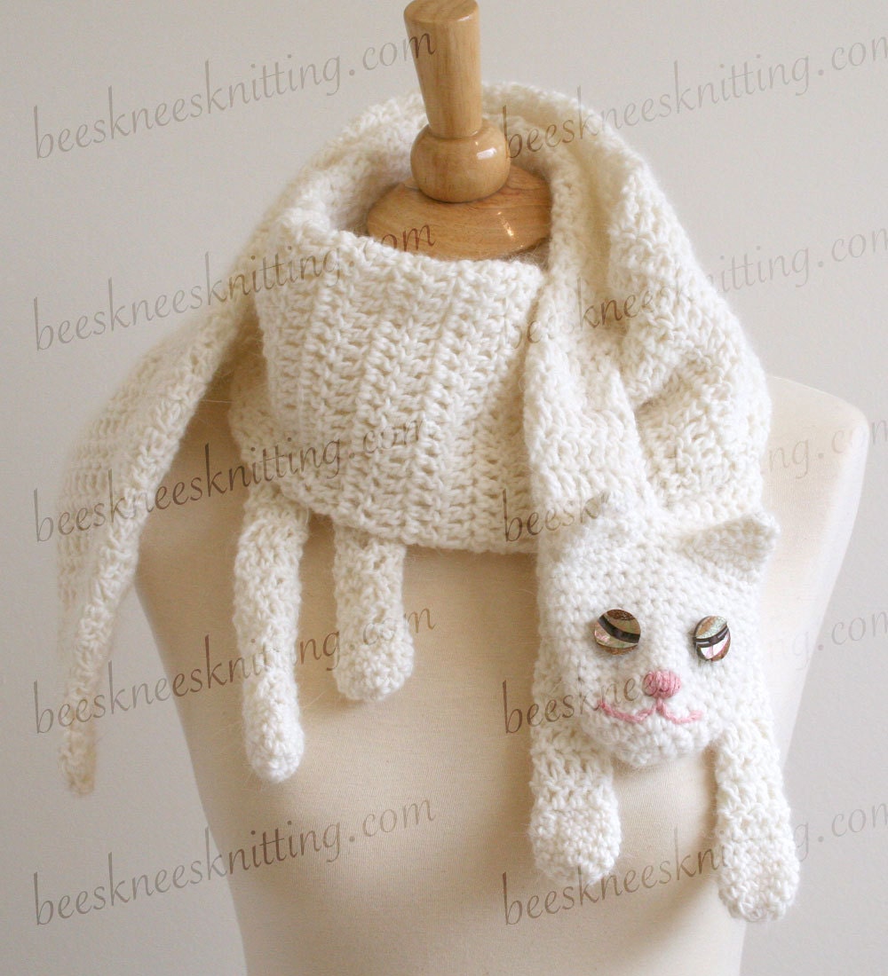 Digital PDF Crochet Pattern for Cat Cuddler Scarf - DIY Fashion Tutorial - Instant Download