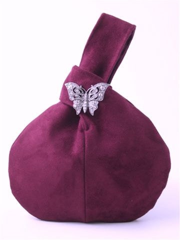 Maroon wristlet bag, ultrasuede handbag, purse ,clutch