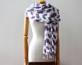 Organic Cotton Voile Scarf - Aubergine Bunnies