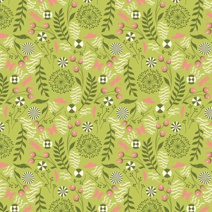 Tula Pink Prince Charming Dandelion Olive 1 Yard