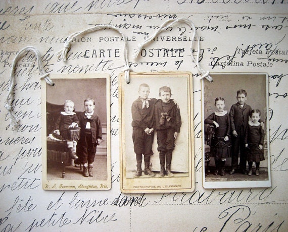 Beloved Brother Antique Photos Mini Cabinet Card Gift Tags
