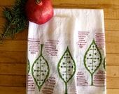 Scandinavian Modern Dish Towels-- Tea Towels-- Set/2- Cotton Flour Sack-Lime Green & Red-Hostess Gift