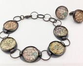 US National Parks - Vintage Map Oxidized Sterling Silver Bracelet - 100% Genuinely Handmade