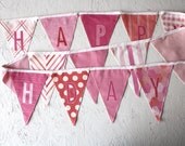 Pink Happy Birthday Fabric Flag Banner Garland