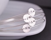Bridesmaid Gift, FOUR, Personalized Bridesmaid Jewelry, Sterling Silver Initial Bracelets