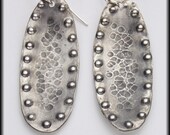 TRIBAL EARRINGS - Handforged Dimpled & Antiqued Pewter and Sterling Earrings