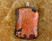 Dichroic Fused Glass Pendant, Dichroic Jewelry, Fused Glass Pendant - Copper Sunset Necklace